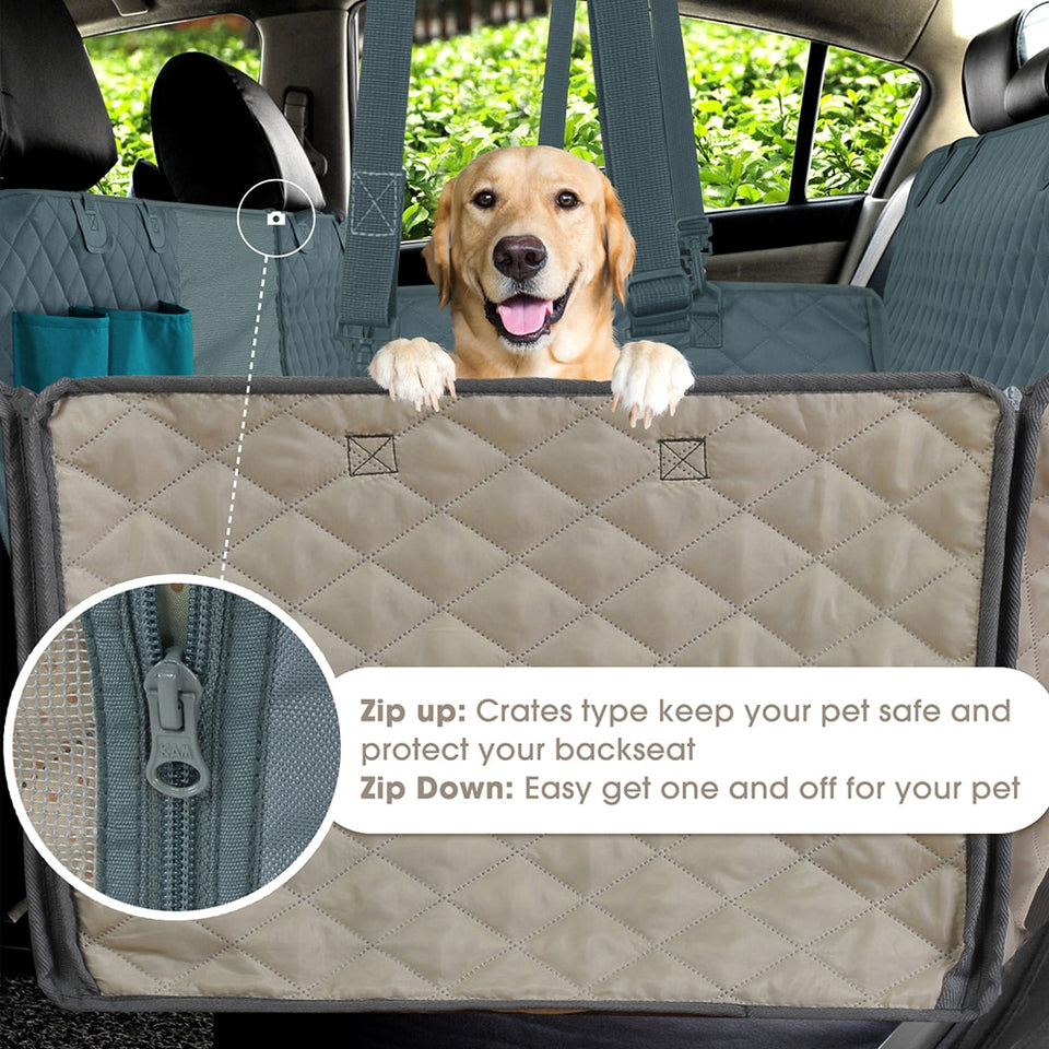 Dog Seat Cover w/ View Mesh, Zippers & Pockets